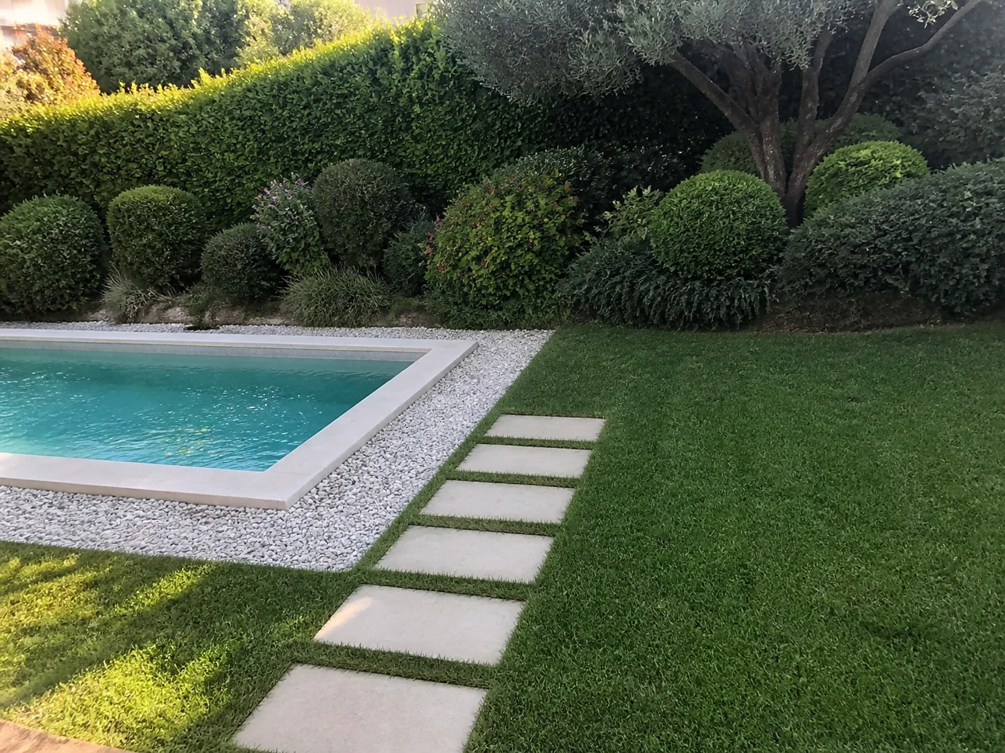 Piscina con zona verde en Madrid