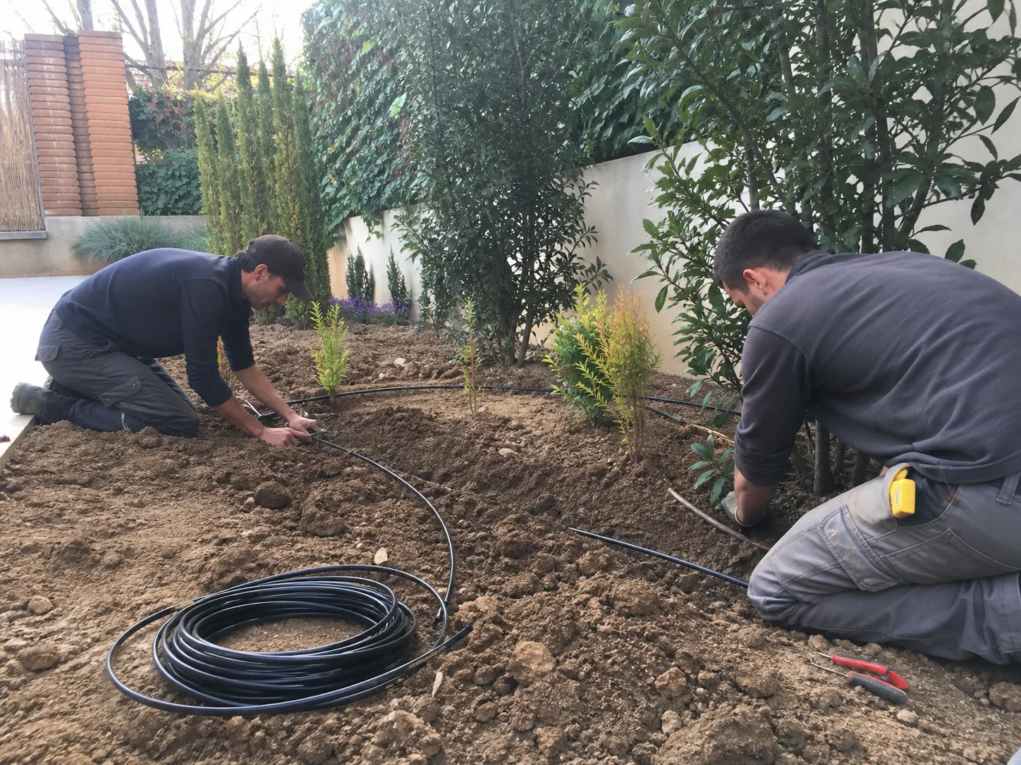 Instalación de riego automático en jardín de Madrid